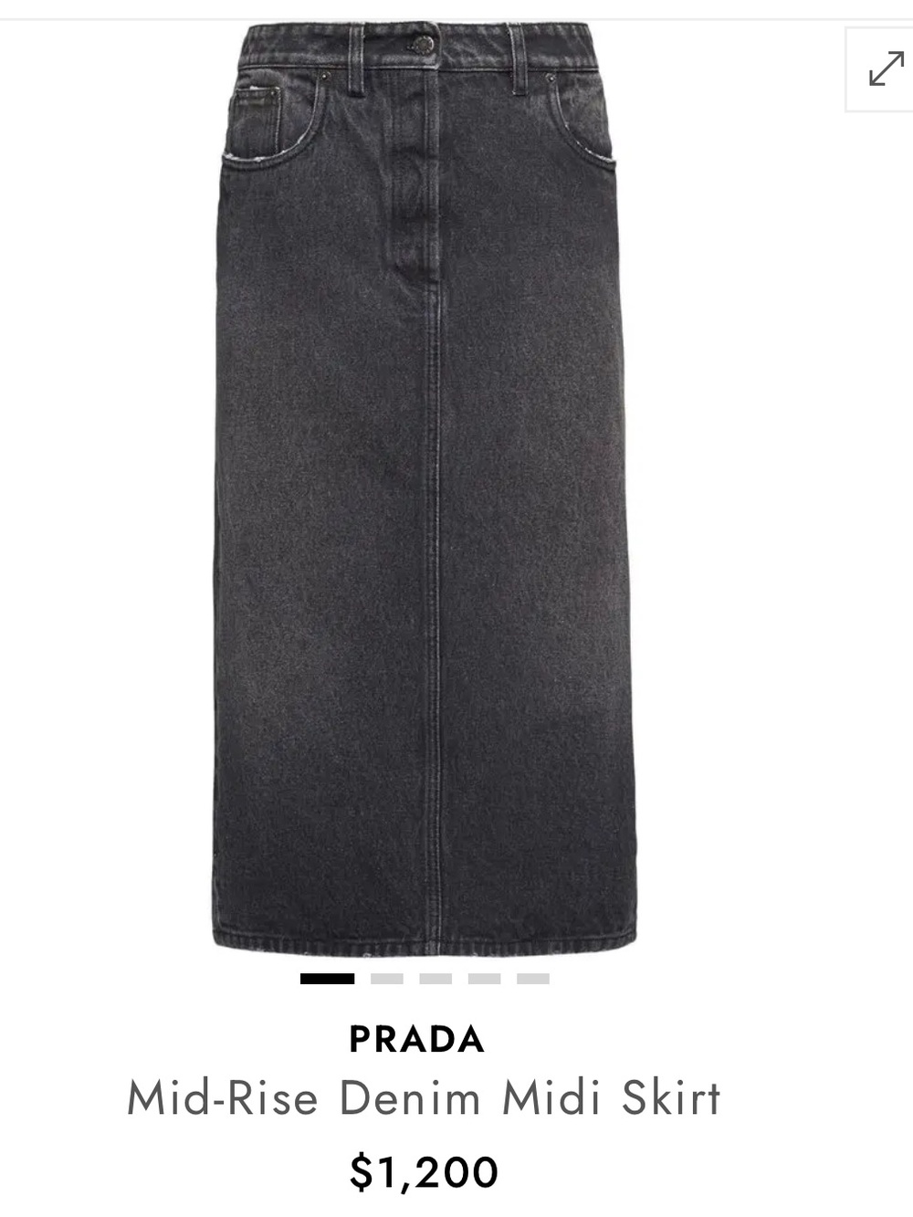 Prada Black Mid-Rise Denim Midi Skirt - Picture 3 of 13